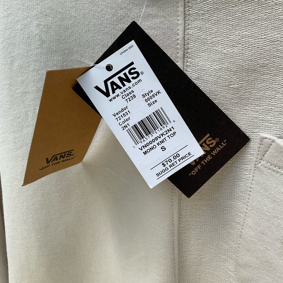 NWT Vans Cream Long Sleeve with Tan Logo Patch Size S - Picture 5 of 7